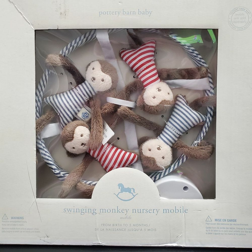 New Pottery Barn Baby Swinging Monkey Nursery Mobile - Picture 2 of 5